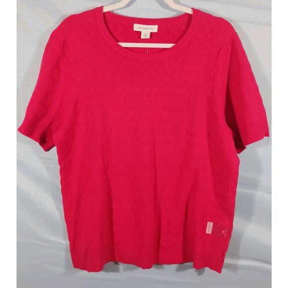 Liz Claiborne Sweater Women's XXL Dark Pink Rose Short Sleeve Lightweight NWT - Picture 2 of 10